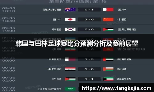 韩国与巴林足球赛比分预测分析及赛前展望